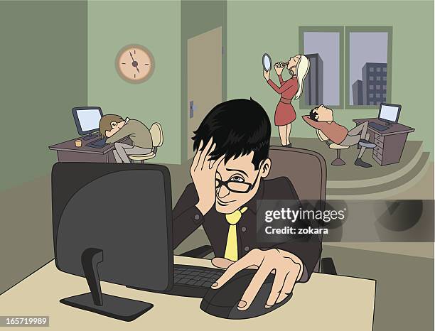 burnout - bored computer stock illustrations