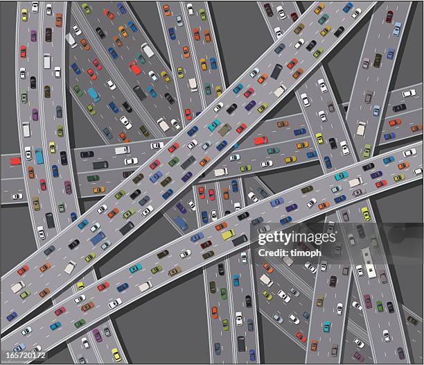 rush hour - motorway junction stock illustrations