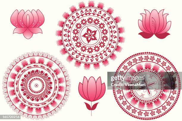 indian mandala-design - lotus flower tattoo stock-grafiken, -clipart, -cartoons und -symbole