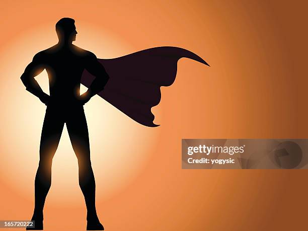 superhero silhouette - cape stock illustrations