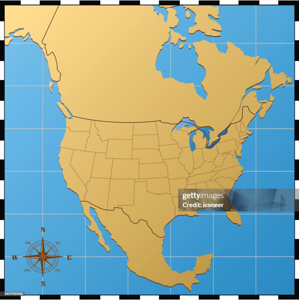 USA Map with North America