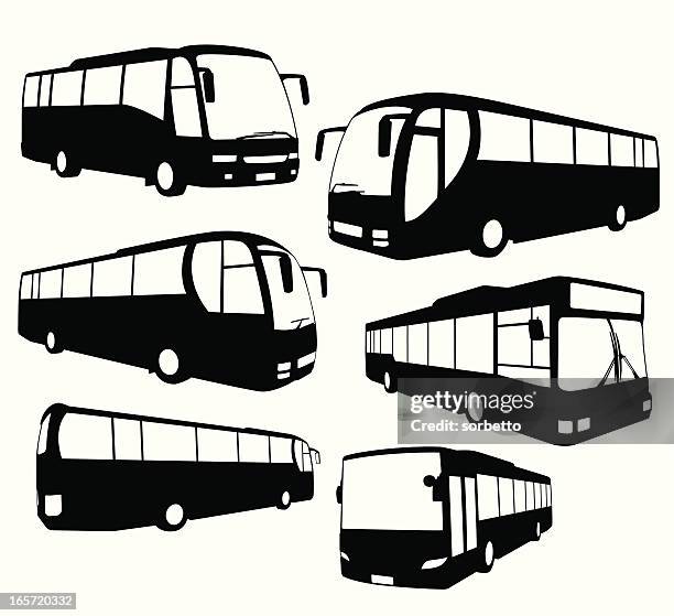 tour bus kollektion - shuttle bus stock-grafiken, -clipart, -cartoons und -symbole