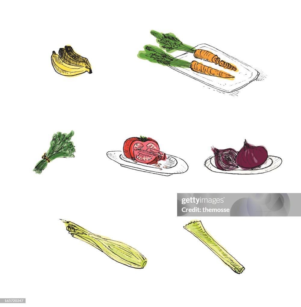 Rohes Gemüse (hand drawn