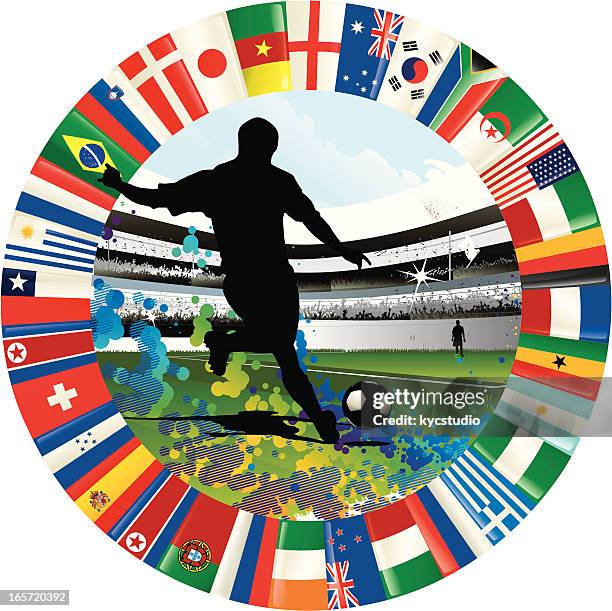 fußball world cup emblem - deutschland fans stock-grafiken, -clipart, -cartoons und -symbole