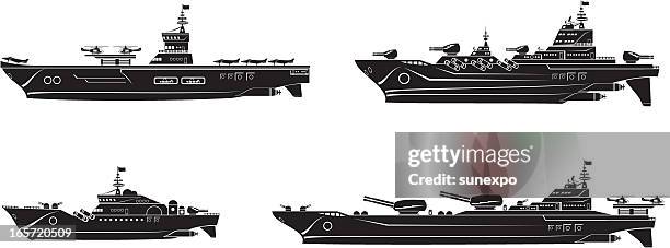 battleships set - artillery icon stock illustrations