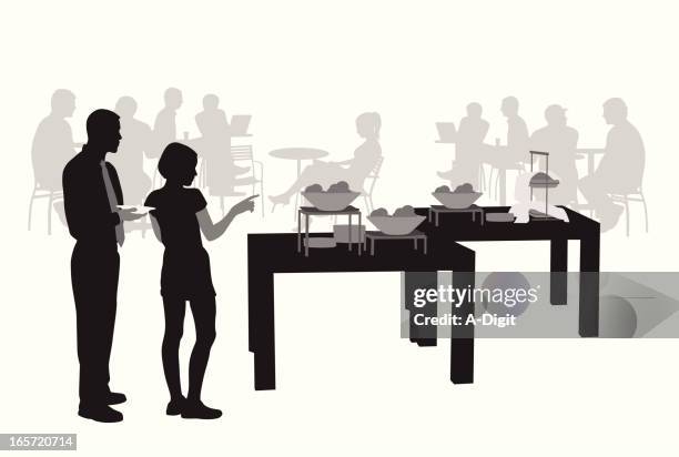 buffet vector silhouette - buffet stock illustrations