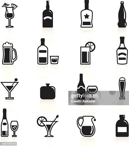 ilustraciones, imágenes clip art, dibujos animados e iconos de stock de símbolos, negro, alcohol - ponche