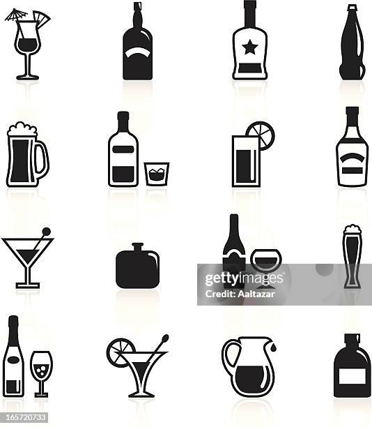 ilustrações, clipart, desenhos animados e ícones de preto símbolos de bebidas alcoólicas - tequila slammer