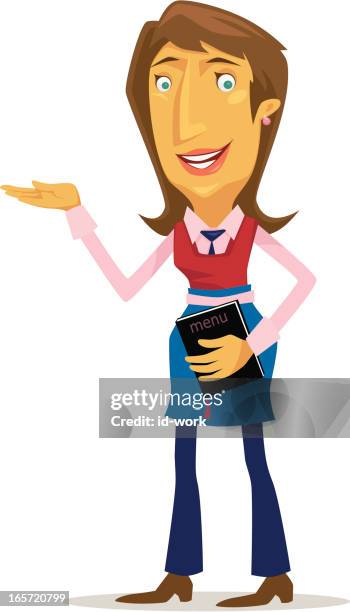 cheerful waitress - restaurant-waiter-uniform stock illustrations