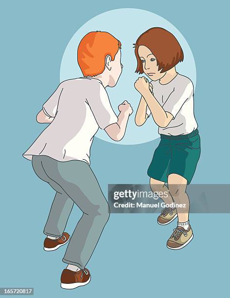 fighting after school - manuel stock illustrations