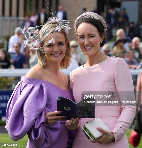 Hannah Crosse, left from Kilfeakle, Tipperary and Aine Malone, from Edenderry, Co. Offaly at the Curragh Racecourse, County Kildare. Picture date:...