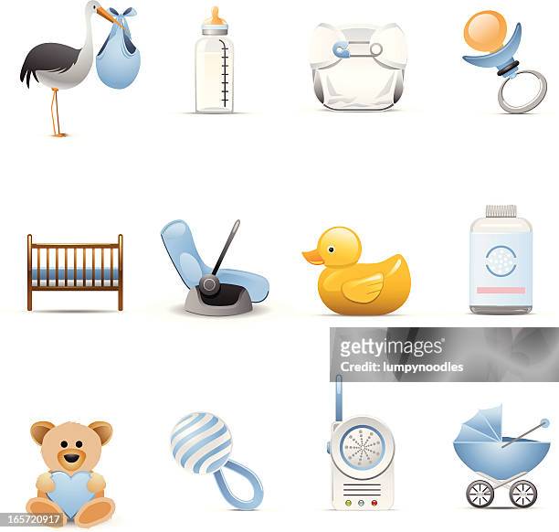 ilustraciones, imágenes clip art, dibujos animados e iconos de stock de iconos de bebé - baby powder
