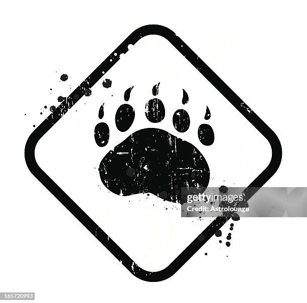 bear-schild - bear paw print stock-grafiken, -clipart, -cartoons und -symbole