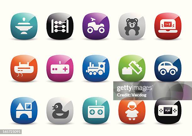 toys icon set - remote control car games stock illustrations