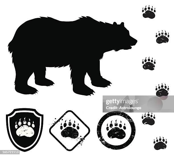 ilustrações de stock, clip art, desenhos animados e ícones de bear e sinais - pegada de pata de animal