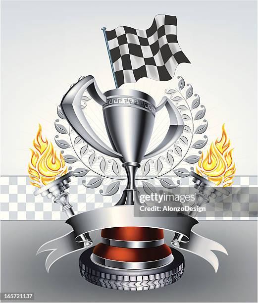 racing emblem - trophy plaque stock illustrations