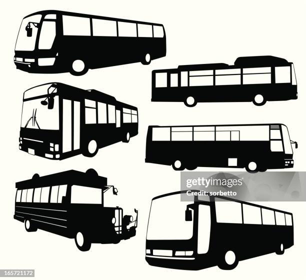 tour bus collection - shuttle bus stock illustrations