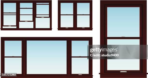 home improvement windows - double hung window stock illustrations