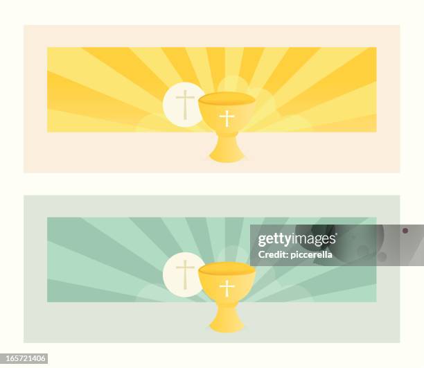 banner with communion bread and wine chalice - chalice stock illustrations