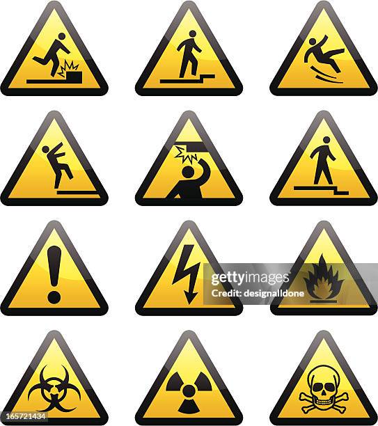simple warning hazard signs - hazard sign stock illustrations
