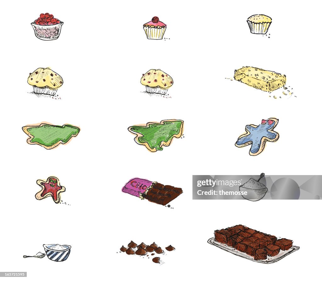 Gâteaux et biscuits (dessiné à la main