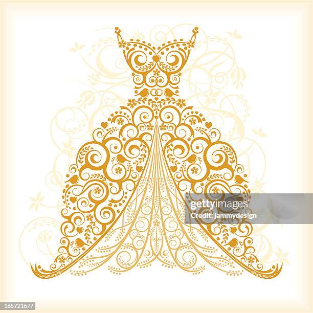 ilustrações, clipart, desenhos animados e ícones de vintage vestido de casamento - vestido de noite