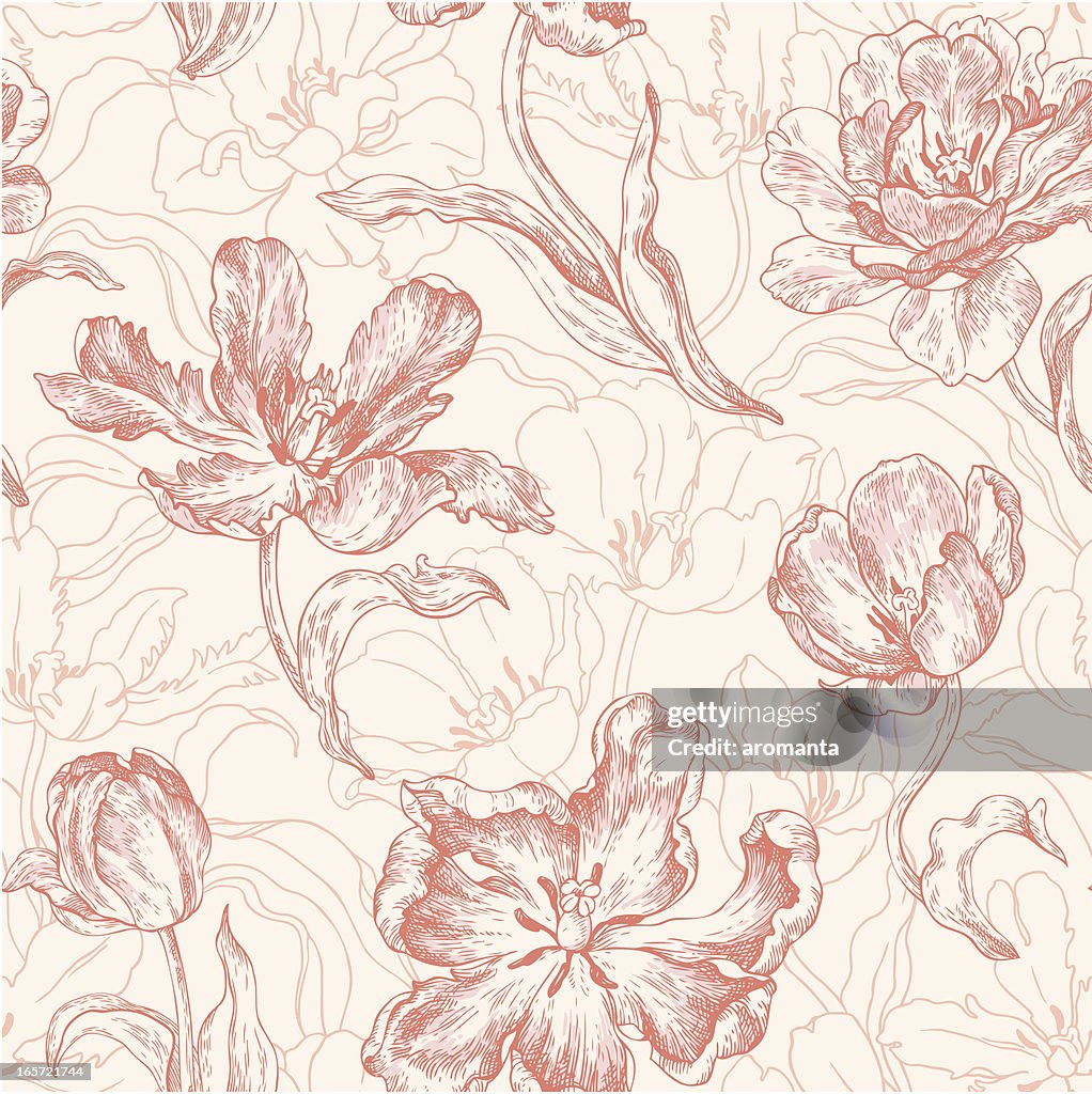 Seamless pattern with tulips