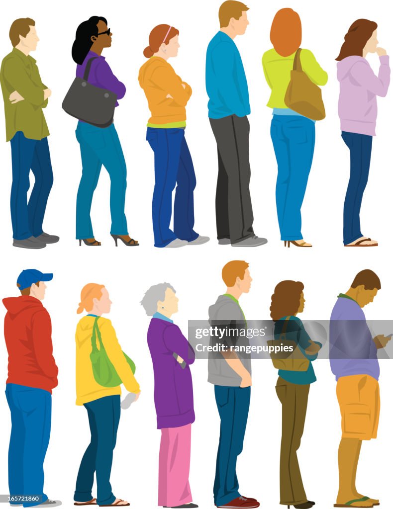 Standing In Line Cartoon Cartoon People Standing In Line