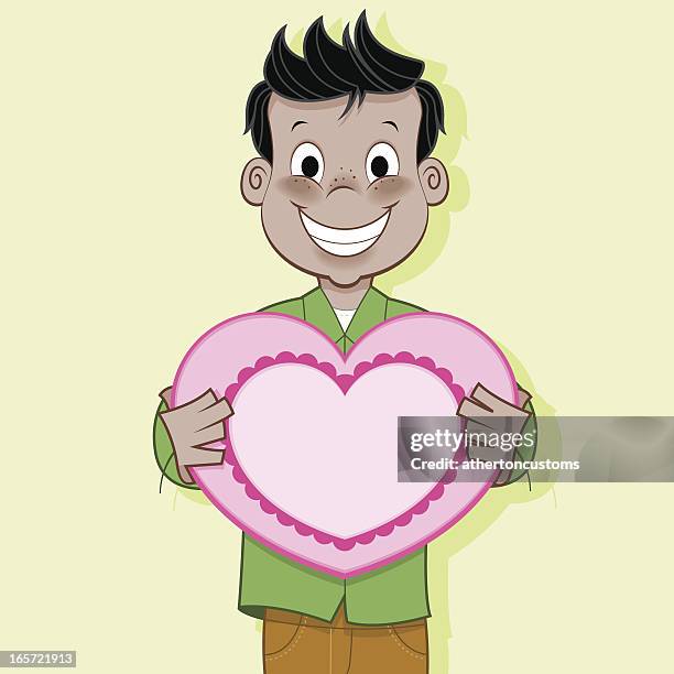 valentine boy - hispanic elementary students stock illustrations