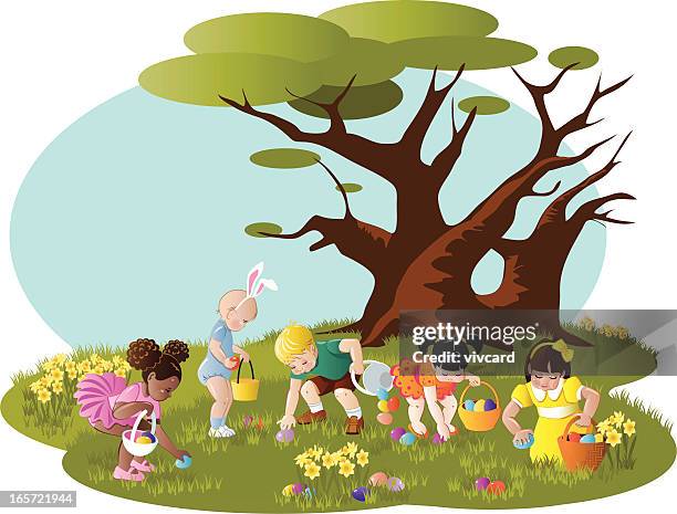 easter egg hunt - easter egg hunt stock illustrations