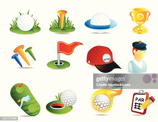 golf icons - sand trap stock illustrations