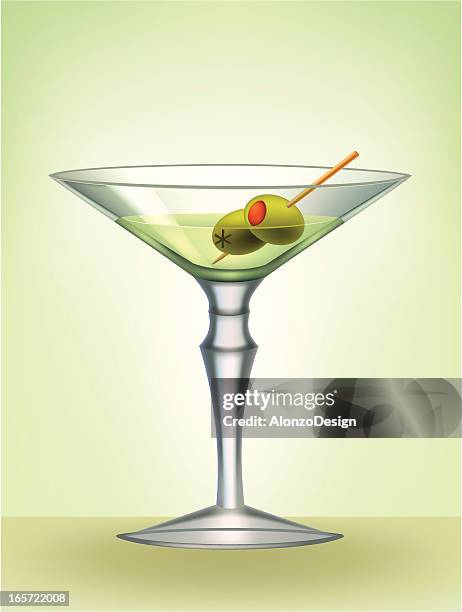 martini cocktail - martini olive stock illustrations