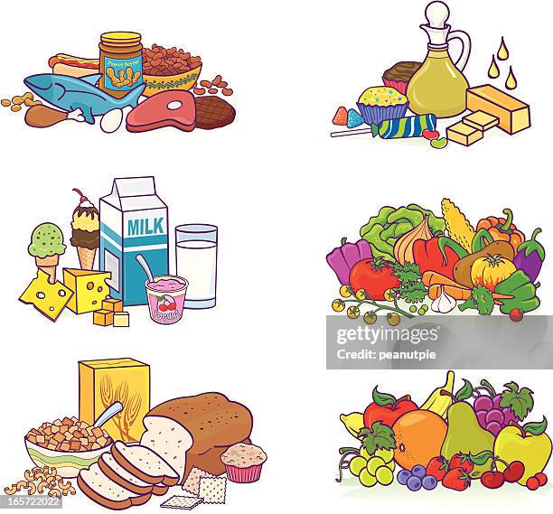 food groups - food pyramid stock illustrations