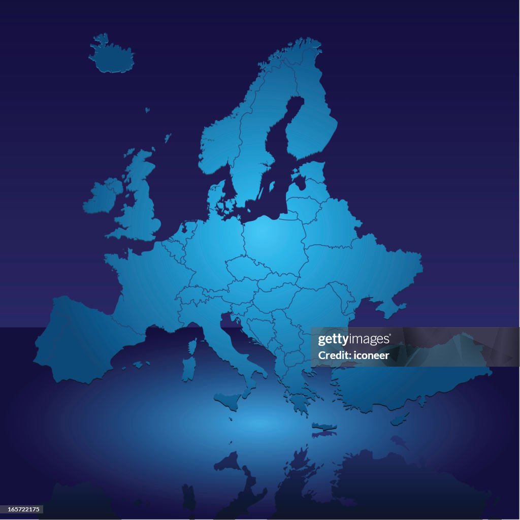 European Map Blue Simple Europe Shiny Blue Map High-Res Vector Graphic - Getty Images