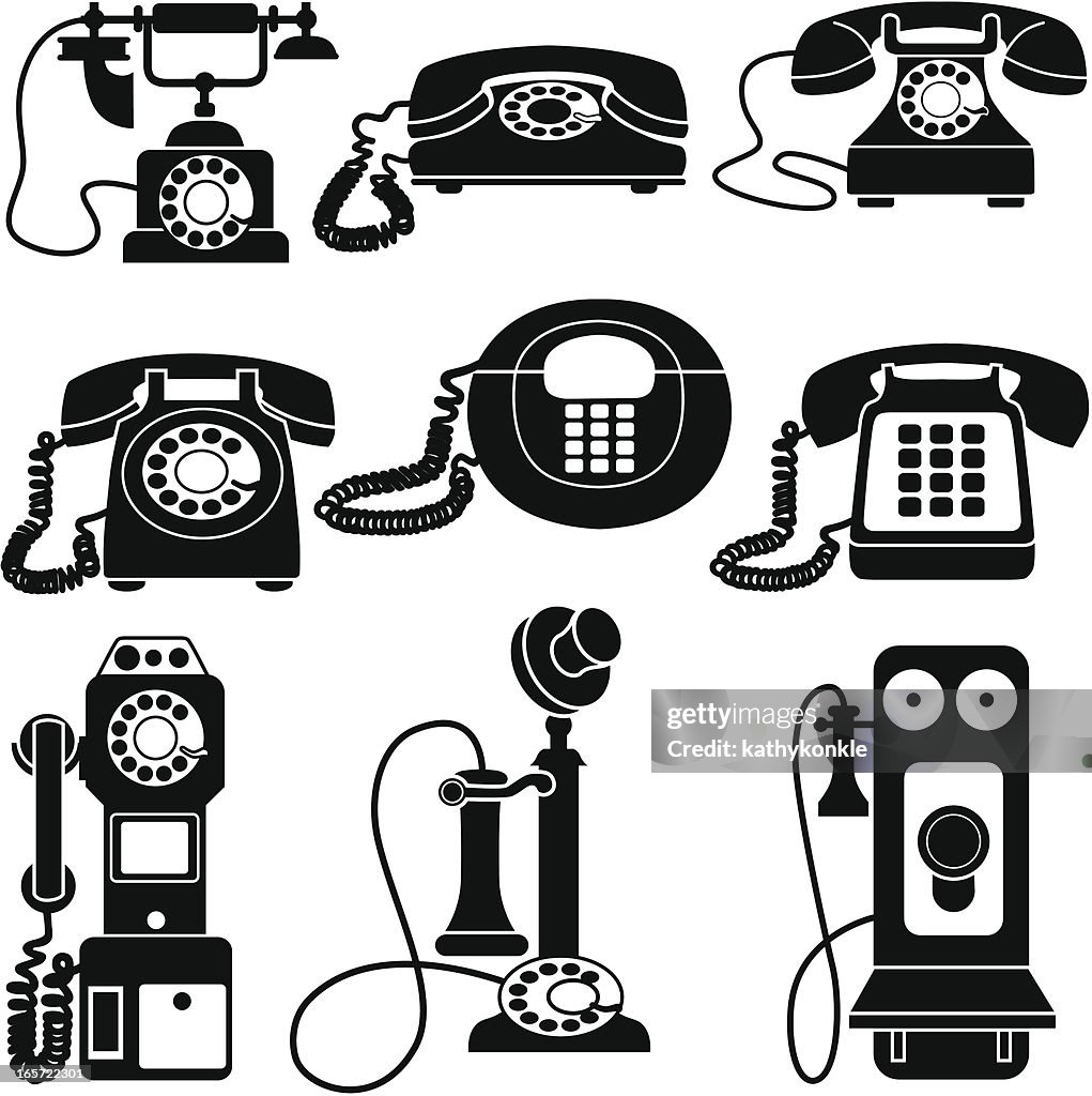 Vintage telephones black and white