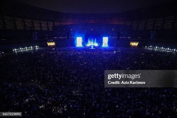 Imagine Dragons perform at Baku Olympic Stadium on September 2, 2023 in Baku, Azerbaijan.