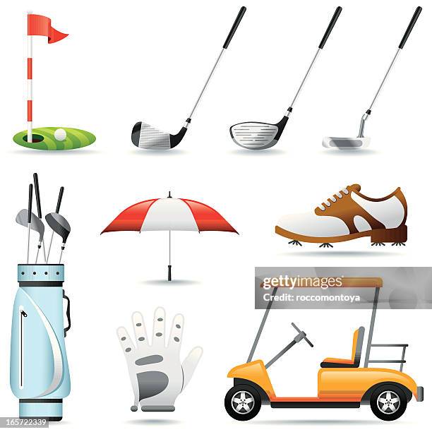 stockillustraties, clipart, cartoons en iconen met icon set, golf - golfclub