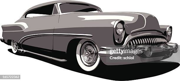 early 1950's buick automobile - low rider stock illustrations