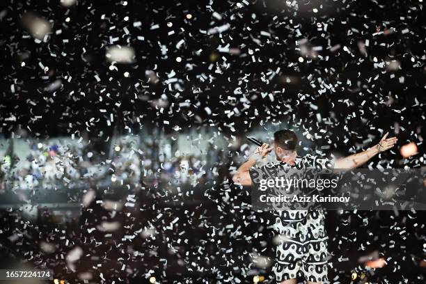 Dan Reynolds of Imagine Dragons performs at Baku Olympic Stadium on September 2, 2023 in Baku, Azerbaijan.