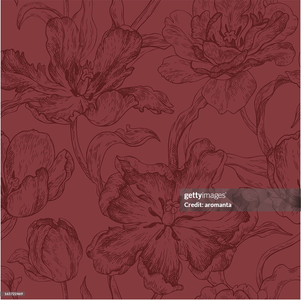Dark pattern with tulips