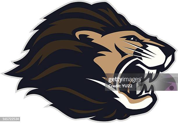 lion head mascot - roaring stock illustrations