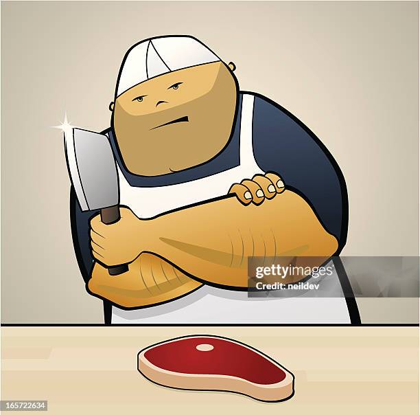 Butcher Holding Knife High-Res Vector Graphic