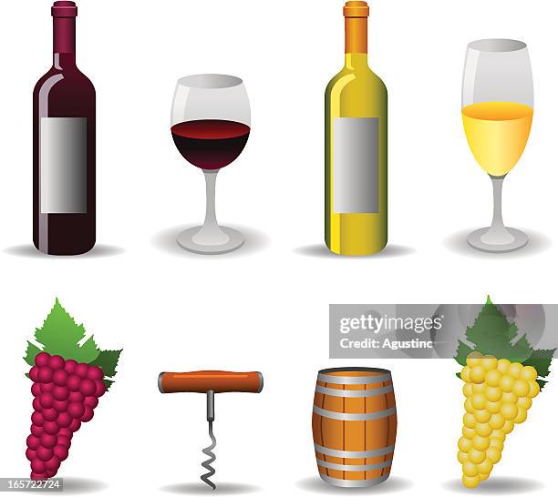 wine set - riesling wine stock illustrations