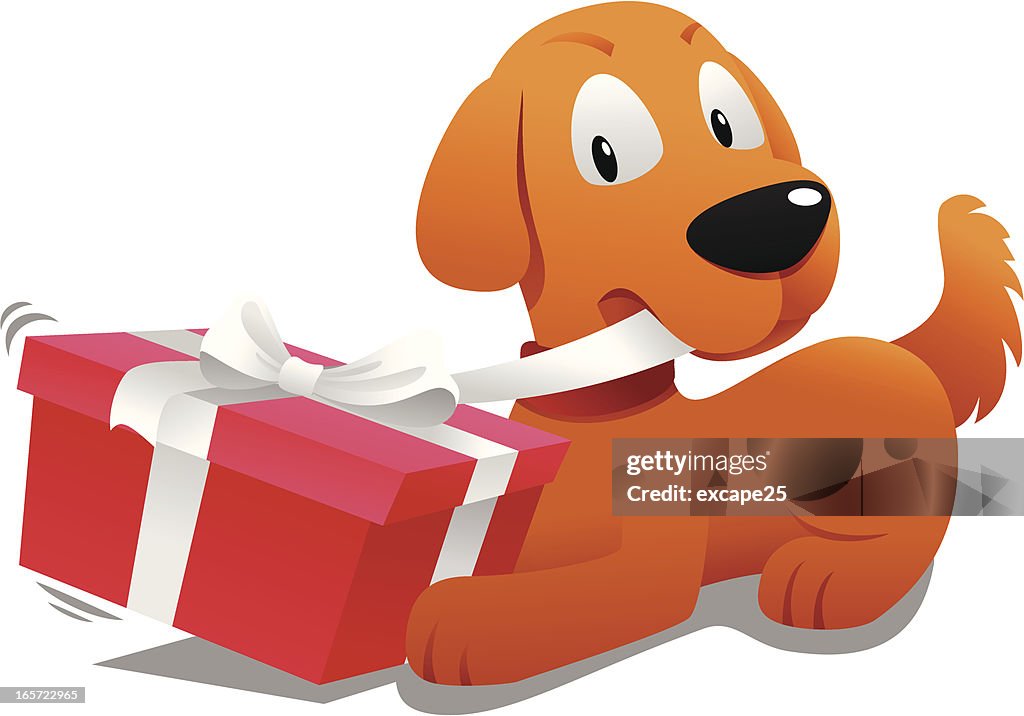 Dog Ripping Open Present Dog Open Present High-Res Vector Graphic - Getty Images