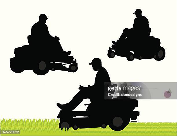 commercial lawn service - push mower stock illustrations