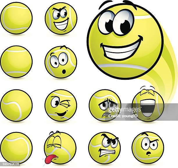 tennis ball smileys - tennis ball icon stock illustrations