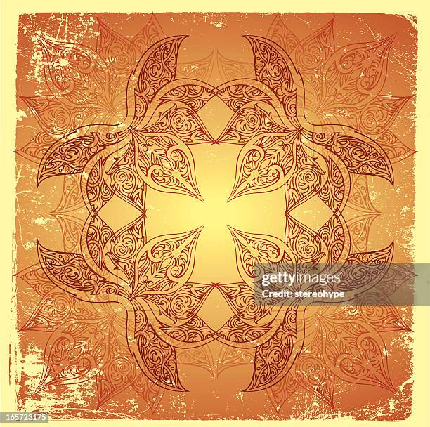 delicate cross mandala - himalayan stock illustrations