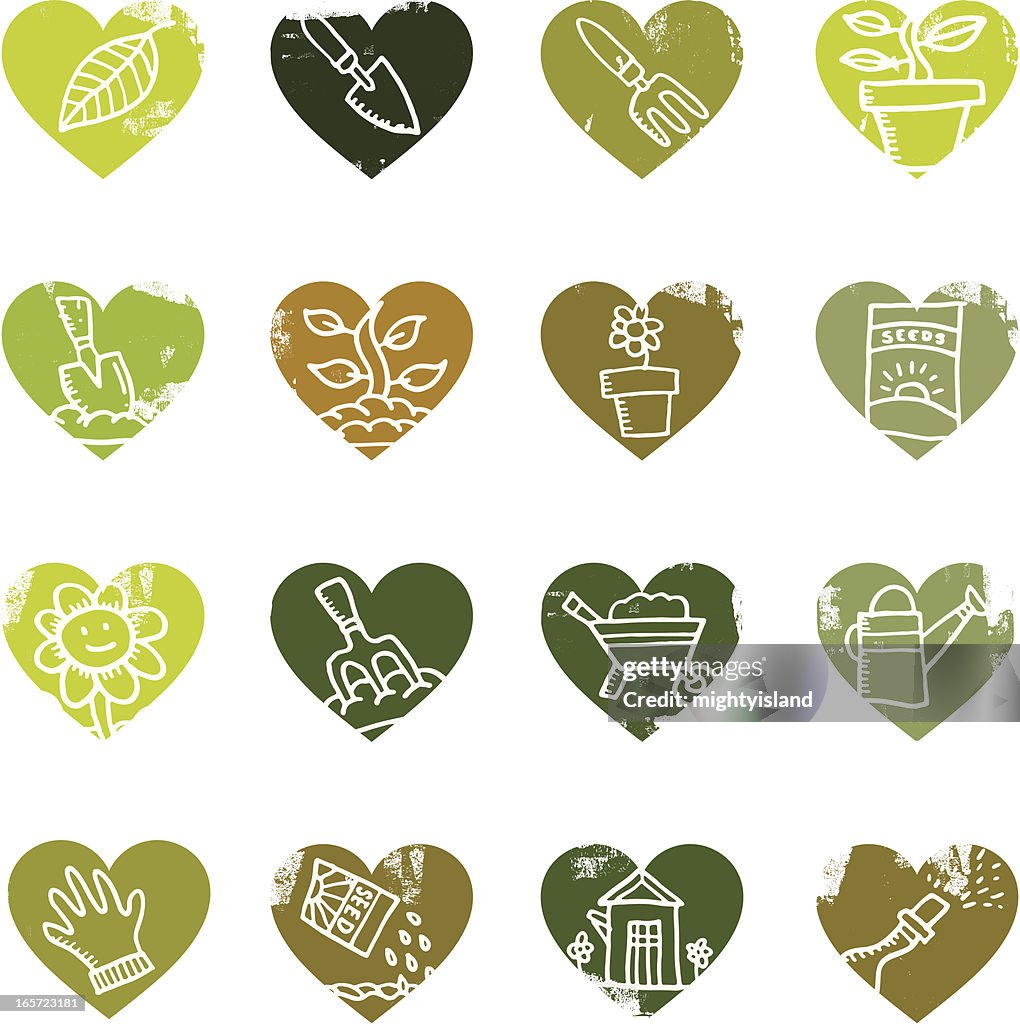 Heart shaped gardening icons