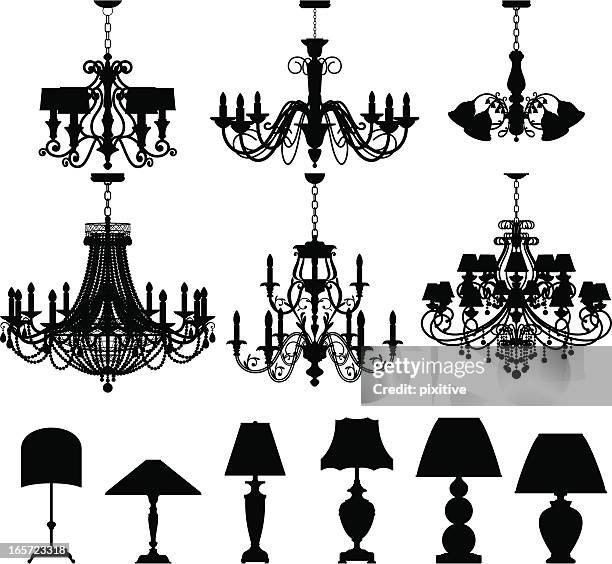 chandeliers and lamps - chandelier stock illustrations