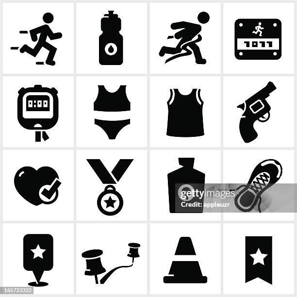 long distance running icons - marathon medal stock illustrations